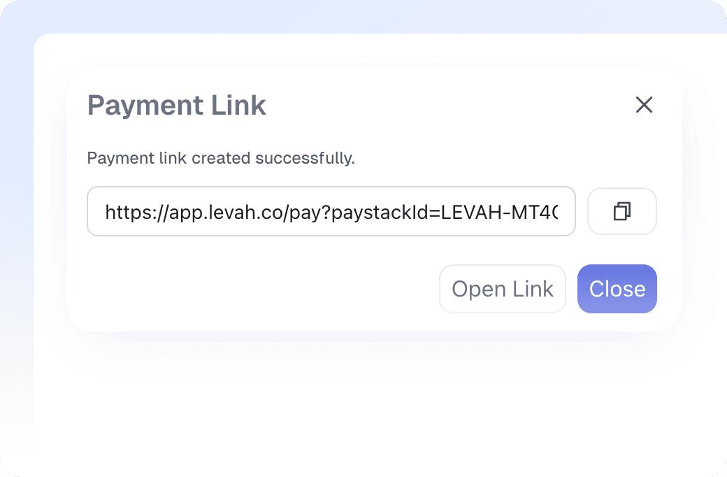 Create payment links in local and international currencies.