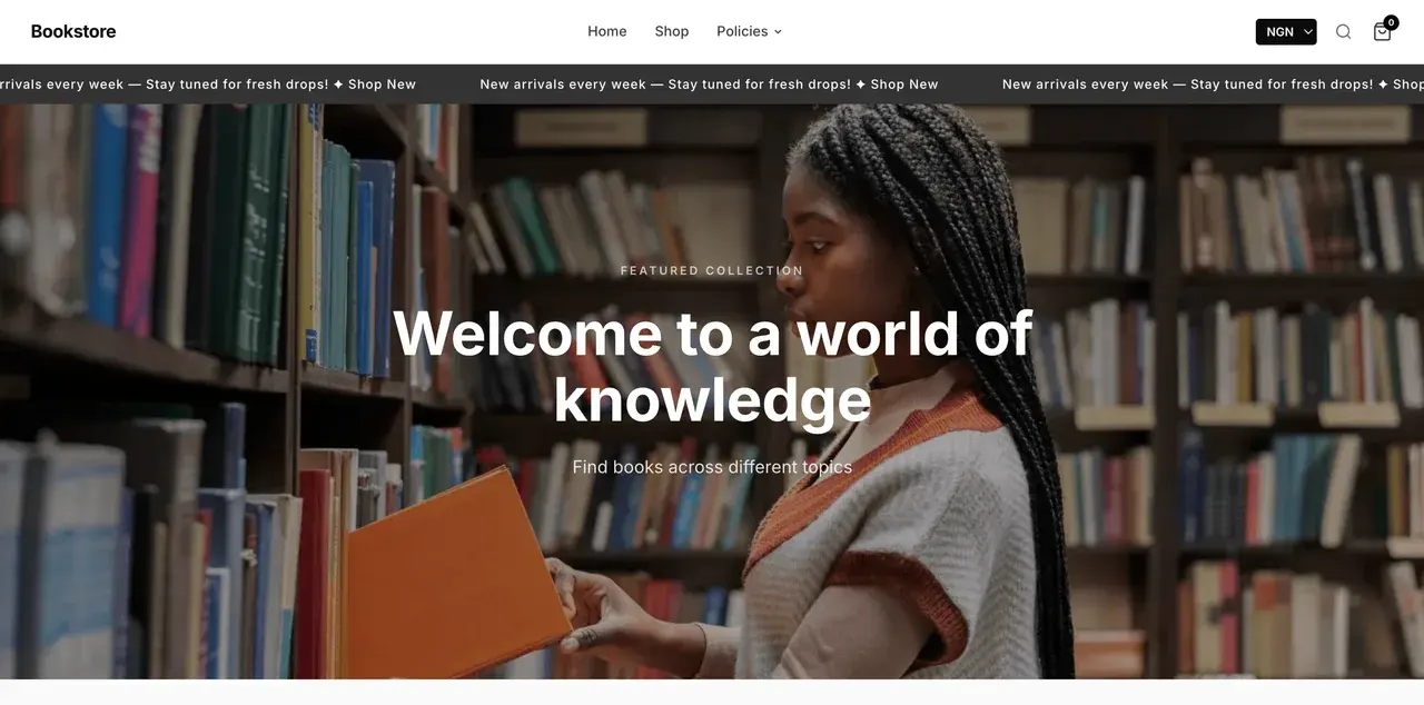 Bookstore partner template preview