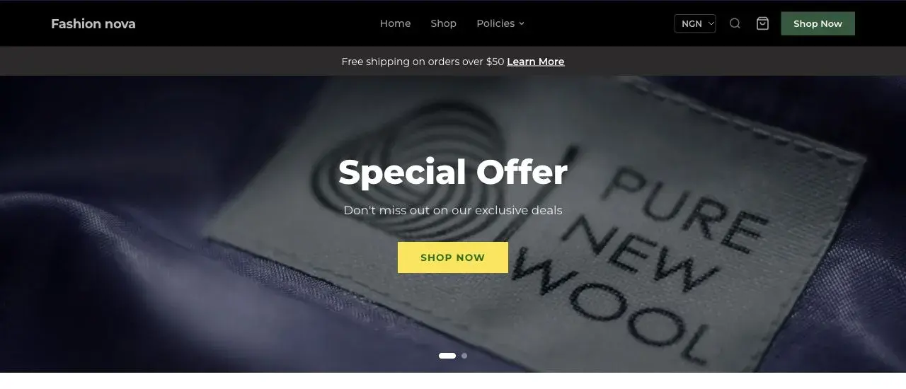 Fashion nova partner template preview