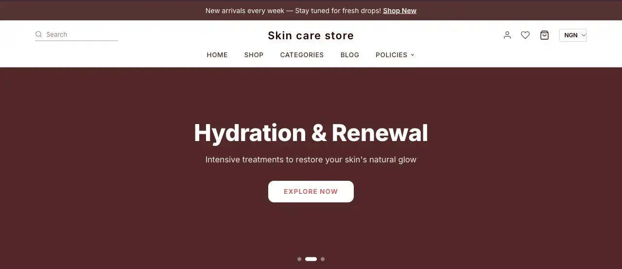 Skin care store partner template preview